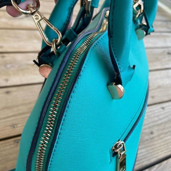 Isabelle Teal Green Vegan Leather Bowler Style Bag & Matching Wallet - Picture 7 of 15